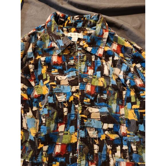 Christopher & Banks Jacket Women’s XL Corduroy Multi Color Button Front Vintage - Picture 4 of 11